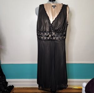 Black Over Gold Embellished Pleated Cocktail Dress